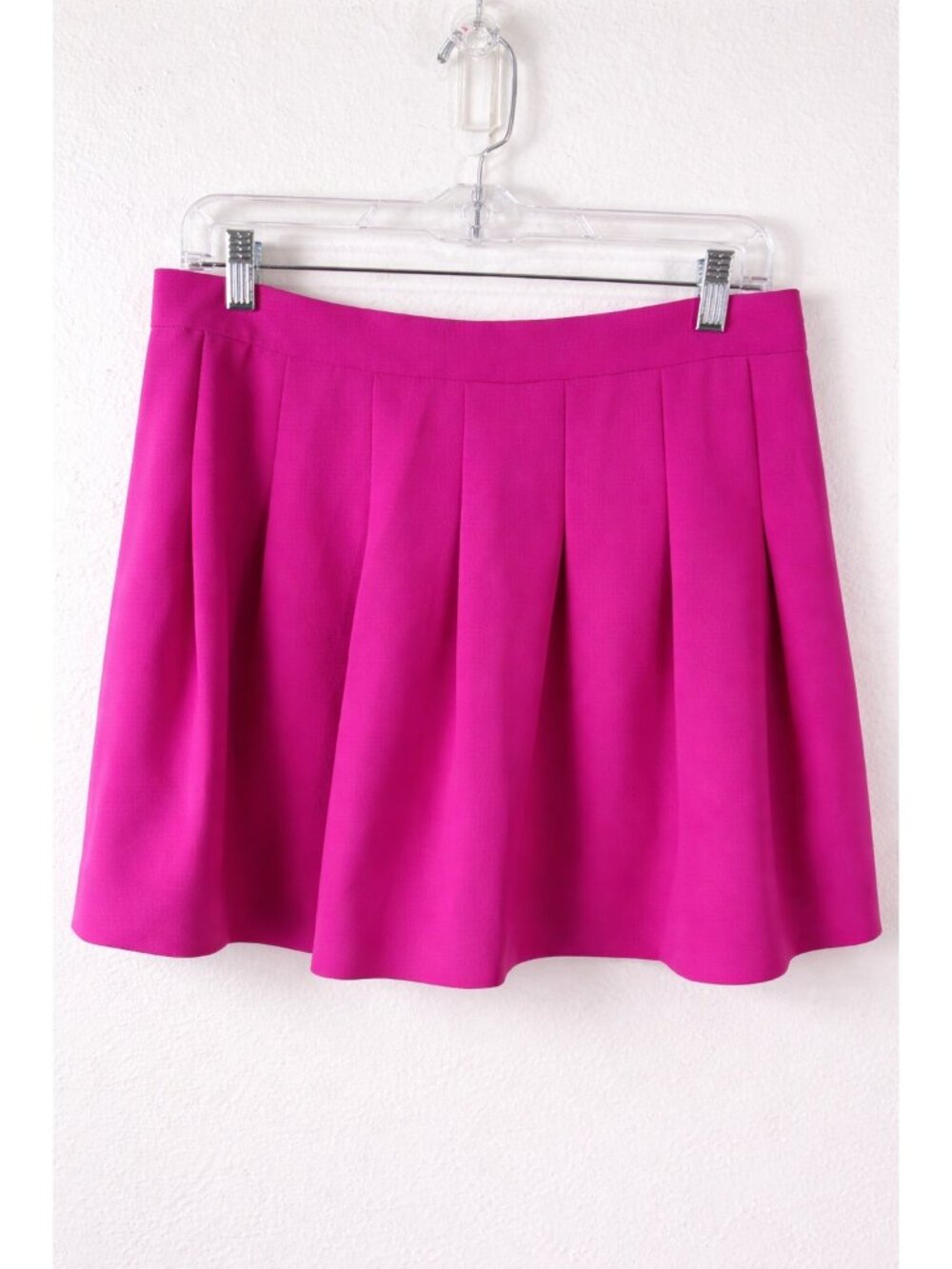 J.Crew Bright Pink Pleated Mini Skirt High Waist Size 8 NWT